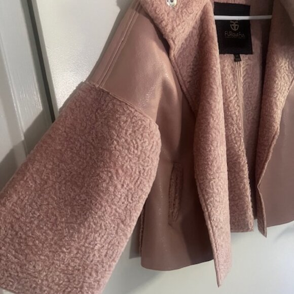 FURious Fur Jessie Two-Tone Jacket - PINK - Size Small - Vegan Leather - Picture 3 of 4